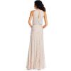 Adrianna Papell Womens Halter Blouson Beaded Gown(Silver/Nude)