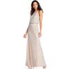 Adrianna Papell Womens Halter Blouson Beaded Gown(Silver/Nude)