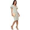 Adrianna Papell Womens Knit Crepe Short Dress(Icy Sage)