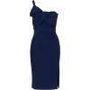 Adrianna Papell Womens Knit Crepe Short Dress(Navy Sateen)
