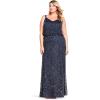 Adrianna Papell Women’s Long Blouson Dress(Navy)