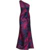Adrianna Papell Womens One Shoulder Jacquard Gown(Navy/Orchid)