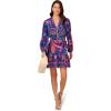 Adrianna Papell Womens Printed Short Dress(Blue Multi)
