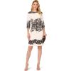 Adrianna Papell Womens Scroll Lace Short Dress(Ivory/Black)