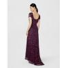 Adrianna Papell Womens Short-Sleeve All Over Sequin Gown(Cabernet)