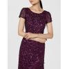 Adrianna Papell Womens Short-Sleeve All Over Sequin Gown(Cabernet)