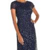 Adrianna Papell Womens Short-Sleeve All Over Sequin Gown(Charcoal)