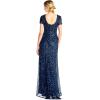 Adrianna Papell Womens Short-Sleeve All Over Sequin Gown(Deep Blue)