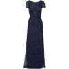 Adrianna Papell Womens Short-Sleeve All Over Sequin Gown(Navy)