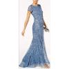 Adrianna Papell Womens Short-Sleeve All Over Sequin Gown(Nile)