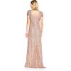 Adrianna Papell Womens Short-Sleeve All Over Sequin Gown(Rosegold)