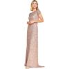 Adrianna Papell Womens Short-Sleeve All Over Sequin Gown(Rosegold)