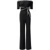 Adrianna Papell womens Knit Crepe Tie Jumpsuit(Black)