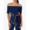 Adrianna Papell womens Knit Crepe Tie Jumpsuit(Navy Sateen/Ivory)