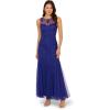 Adrianna Papell Women’s Bead Mesh Long Dress(Dark Blue Violet)