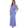 Adrianna Papell Women’s Bead Mesh Long Dress(Peri Blue)
