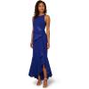 Adrianna Papell Women’s Beaded Crepe Halter Gown(Royal Sapphire)