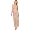 Adrianna Papell Women’s Beaded Peplum Long Dress(Shell)