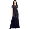Adrianna Papell Womens Floral Beaded Godet Gown(Black)