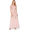 Adrianna Papell Womens Floral Beaded Godet Gown(Blush Pink)