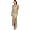 Adrianna Papell Womens Foil Asymmetric Gown(Sage/Gold)