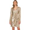 Adrianna Papell Womens Foiled Knit Draped Dress(Light Gold)