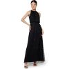 Adrianna Papell Womens Halter Blouson Beaded Gown(Black/Black)
