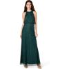 Adrianna Papell Womens Halter Blouson Beaded Gown(Dusty Emerald)