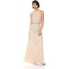 Adrianna Papell Womens Halter Blouson Beaded Gown(Nude)