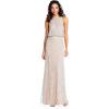 Adrianna Papell Womens Halter Blouson Beaded Gown(Silver/Nude)