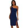 Adrianna Papell Womens Knit Crepe Short Dress(Navy Sateen)