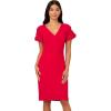 Adrianna Papell Womens Knit Crepe Short Dress(Red Rose)