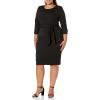 Adrianna Papell Womens Knit Crepe Tie Waist SheathDress(Black)