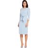 Adrianna Papell Womens Knit Crepe Tie Waist SheathDress(Blue Mist)