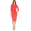 Adrianna Papell Womens Knit Crepe Tie Waist SheathDress(Vibrant Coral)