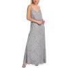 Adrianna Papell Women’s Long Blouson Dress(Bridal Silver)
