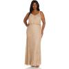 Adrianna Papell Women’s Long Blouson Dress(Champ/Gold)