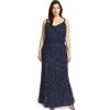 Adrianna Papell Women’s Long Blouson Dress(Navy)