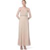 Adrianna Papell Women’s Long Blouson Dress(Silver/Nude)