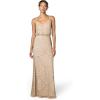 Adrianna Papell Women’s Long Blouson Dress(Taupe/Pink)