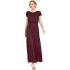 Adrianna Papell Women’s One Size Boat Neck Short Sleeve Blouson Beaded Gown(Cassis)