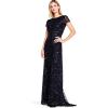 Adrianna Papell Womens Short-Sleeve All Over Sequin Gown(Black)
