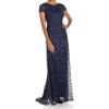Adrianna Papell Womens Short-Sleeve All Over Sequin Gown(Charcoal)