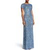 Adrianna Papell Womens Short-Sleeve All Over Sequin Gown(Nile)