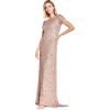 Adrianna Papell Womens Short-Sleeve All Over Sequin Gown(Rosegold)