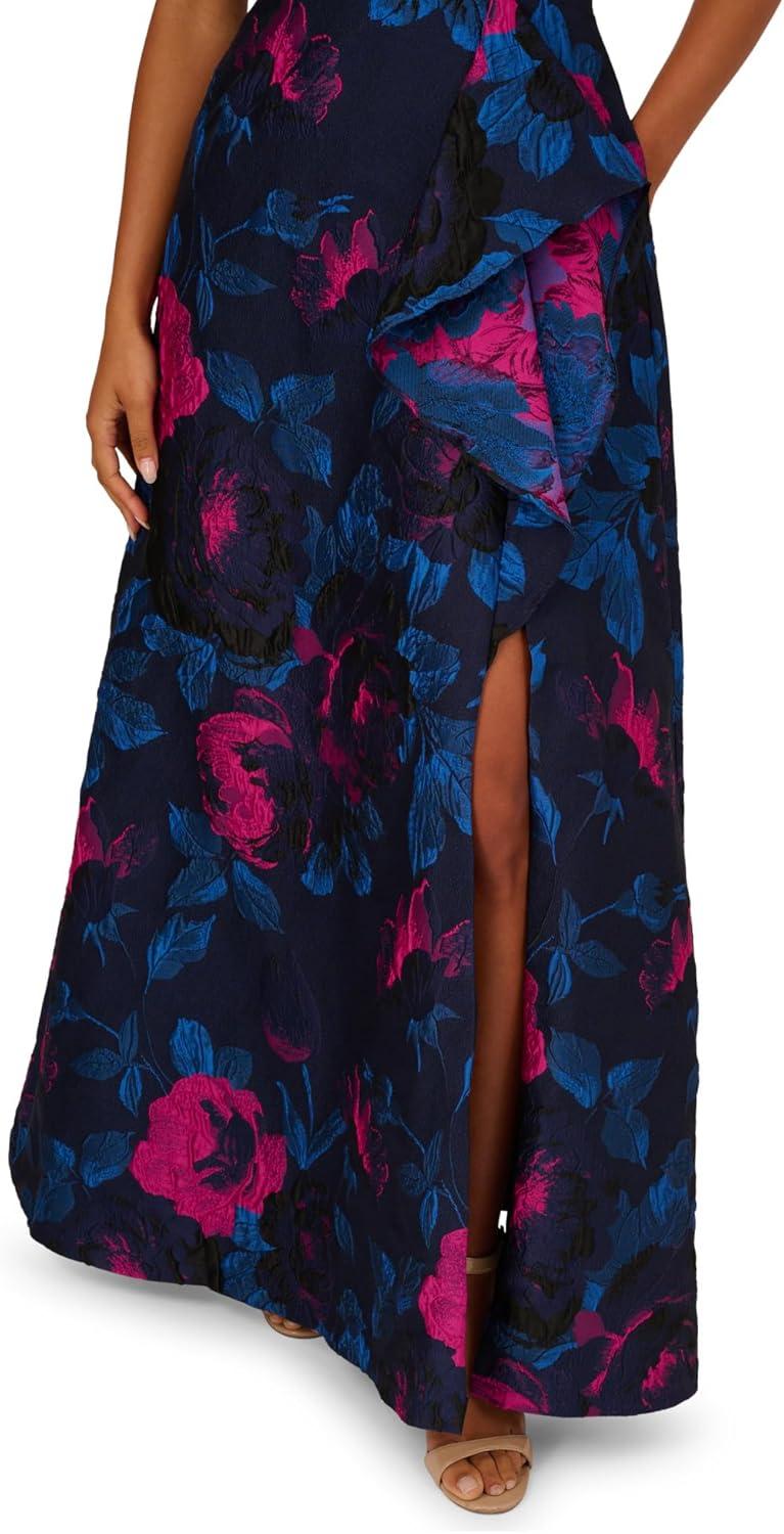 imageAdrianna Papell One Shoulder Floral Jacquard A Line Gown