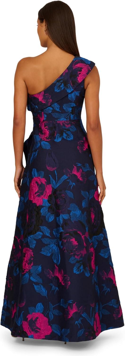 imageAdrianna Papell One Shoulder Floral Jacquard A Line Gown