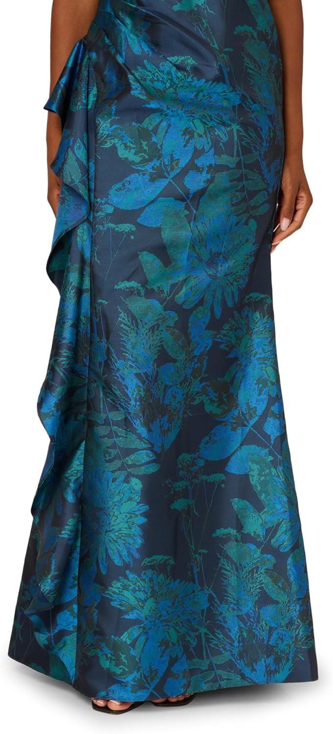 imageAdrianna Papell Strapless Draped Floral Jacquard Gown