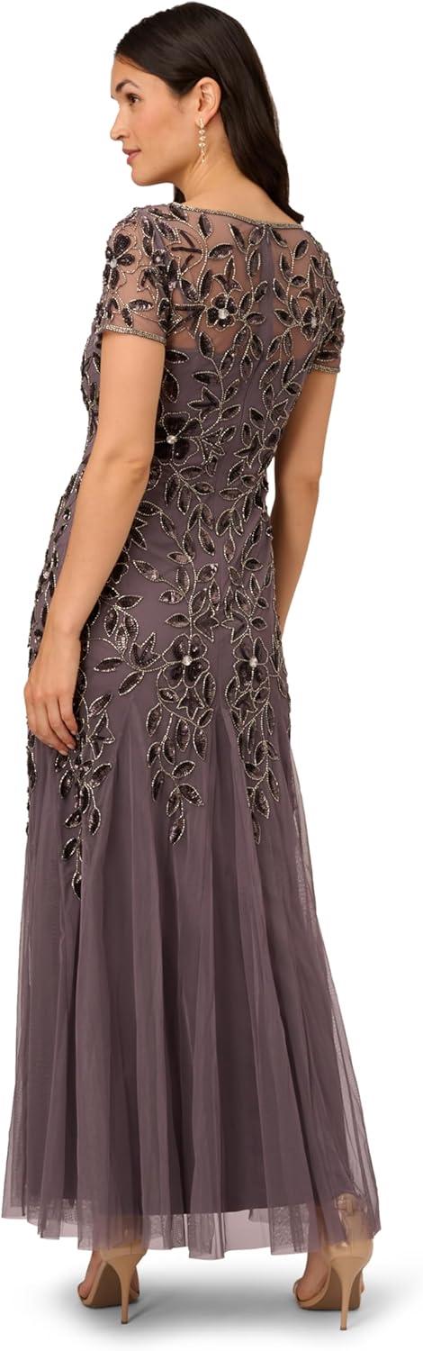 imageAdrianna Papell Womens Bead Long Dress with GodetsMoonscape
