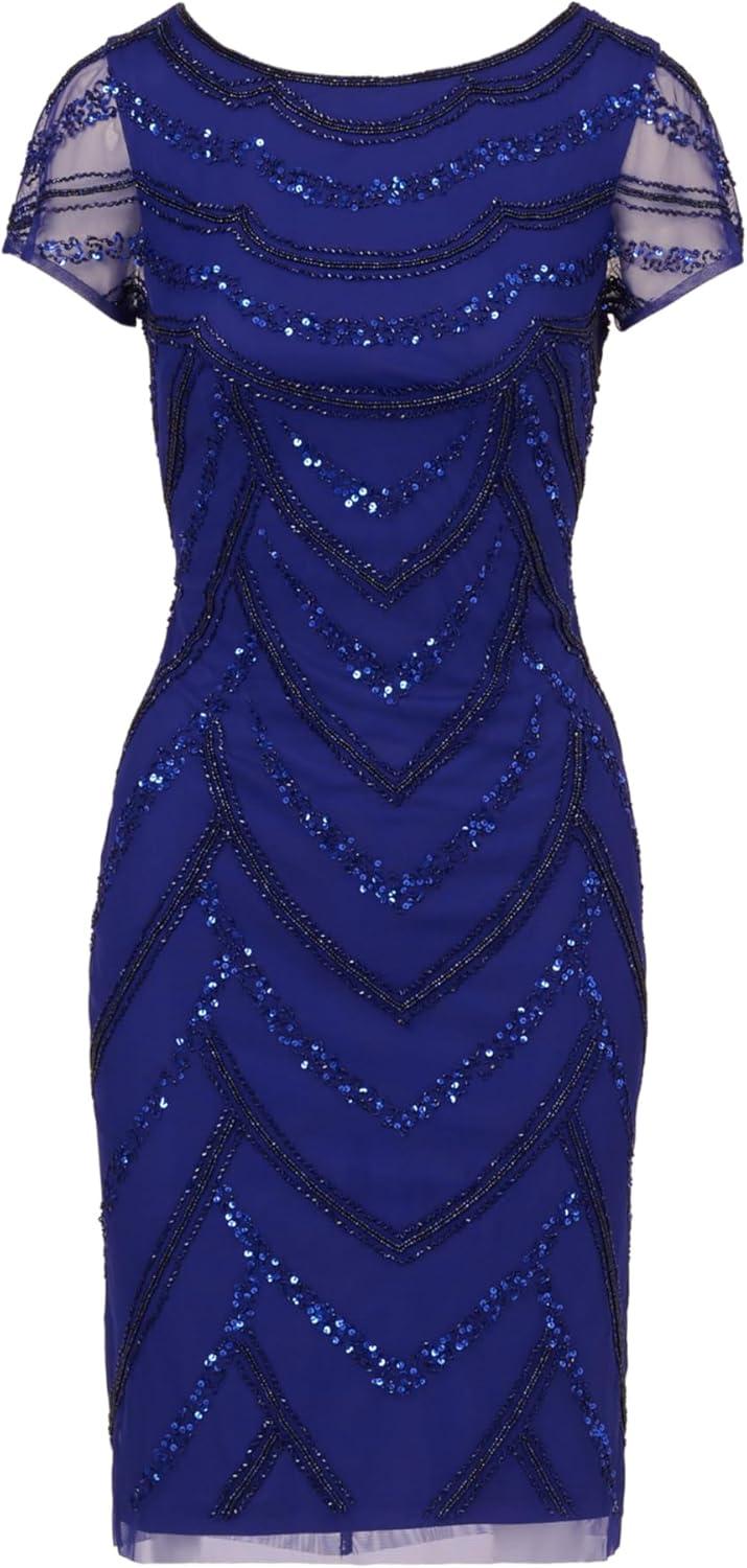 imageAdrianna Papell Womens Beaded Cocktail DressDark Blue Violet